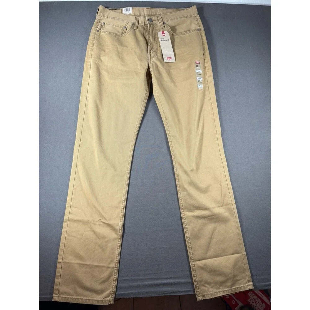 Levi's Pants Men's 34x36 514 Straight Fit Chino Casual Beige Cotton NEW